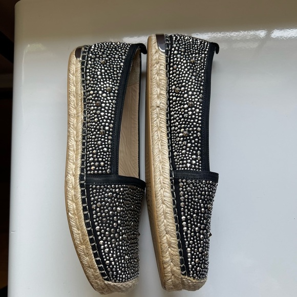 Stuart Weitzman Rockon Espadrilles Womens Designer Shoes Studded Size 8m Black - Picture 6 of 10